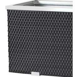 RATTAN ART - Jardinière en résine tressée avec cadre en aluminium 98 x 25 x 34 cm noir