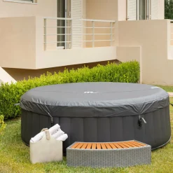 RED DECO - Spa gonflable rond 4 places bergen gris pvc armé ø180cm