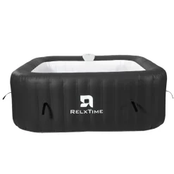 RELXTIME - Spa gonflable 6 places carré - relxtime - 130 jets - noir - filtre et bâche inclus