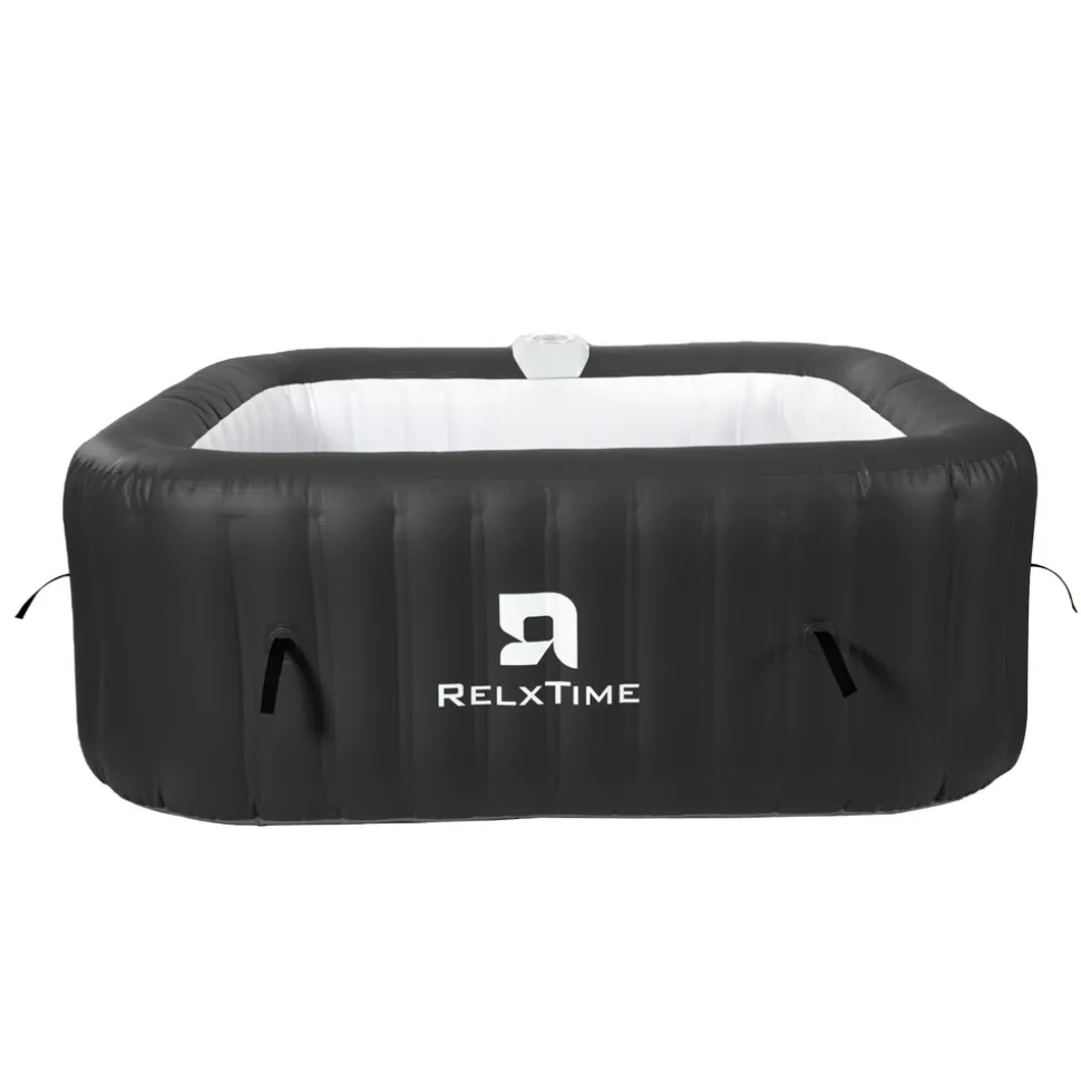 RELXTIME - Spa gonflable 6 places carré - relxtime - 130 jets - noir - filtre et bâche inclus