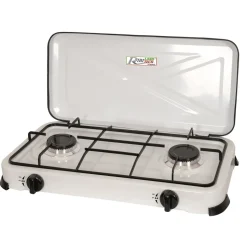 RIBILAND - Ribiland réchaud gaz 2 feux 2x2200k blanc avec couvercle - prf350