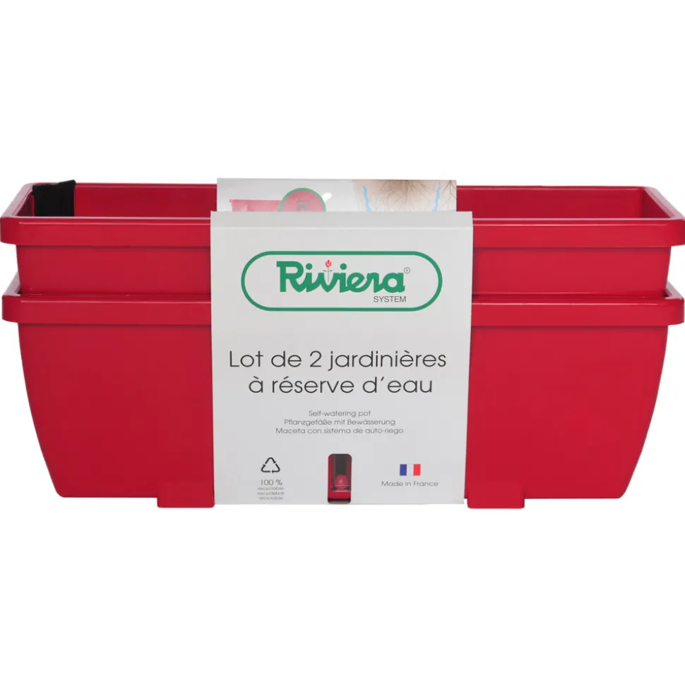 RIVIERA - Lot 2 Jardinières Eva 57 Rouge en polypropylène 100% recyclable