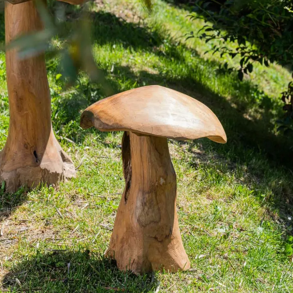Set champignons en teck deco jardin