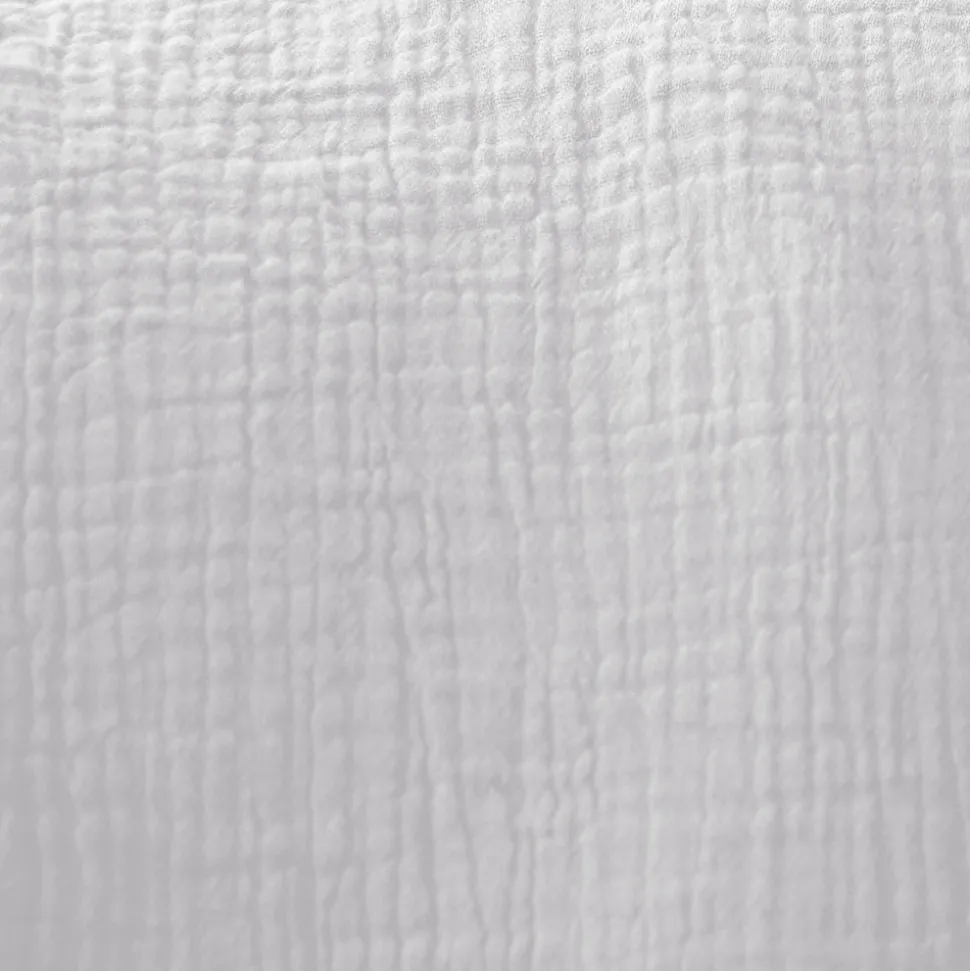 Set de 2 rideaux en gaze de coton gris clair. Tissu gaufré. 2x 135x240cm avec œillets