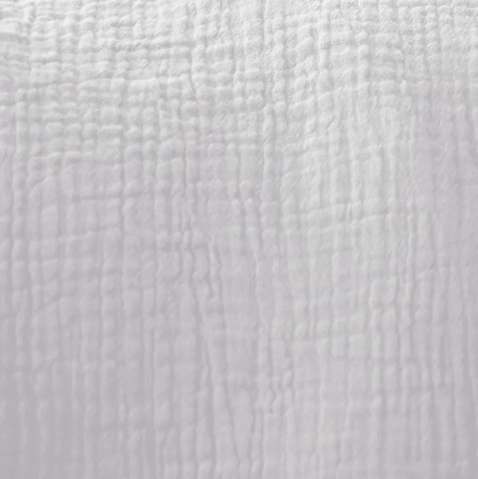 Set de 2 rideaux en gaze de coton gris clair. Tissu gaufré. 2x 135x240cm avec œillets