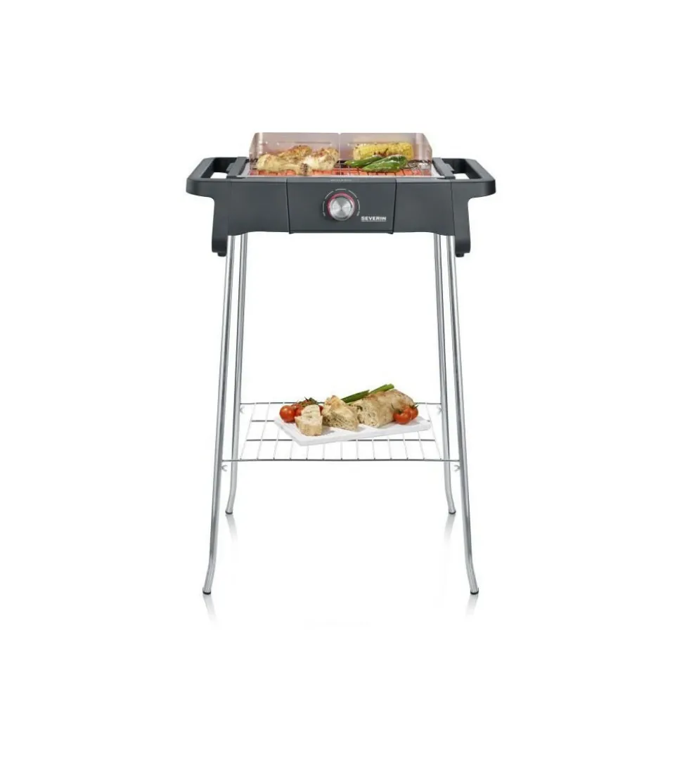 SEVERIN - Pg8124 barbecue sur pieds 2500w style evo s - 0° a 350° en 10mn - bac a eau réducteur de fumée et d'odeurs - pare-ve