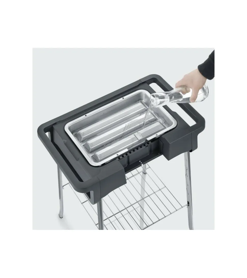 SEVERIN - Pg8124 barbecue sur pieds 2500w style evo s - 0° a 350° en 10mn - bac a eau réducteur de fumée et d'odeurs - pare-ve