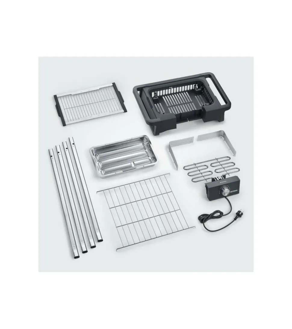 SEVERIN - Pg8124 barbecue sur pieds 2500w style evo s - 0° a 350° en 10mn - bac a eau réducteur de fumée et d'odeurs - pare-ve
