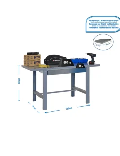 SIMONRACK - Etabli simonwork bt6l metal 1box 1500x735 gris - 830x1500x730 600kg - simonrack