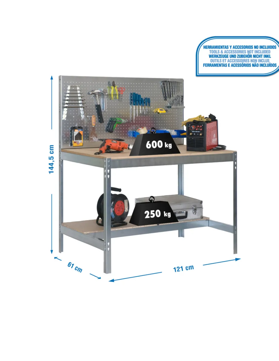 SIMONRACK - Etagère basse banc de travail simonwork bt2 1200 galva/bois - 1445x1210x610 600kg - simonrack