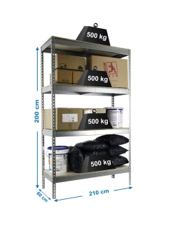 SIMONRACK - Etagère charge lourde simonforte 2106-4 chipboard galva/bois - 2000x2100x600 500kg - simonrack