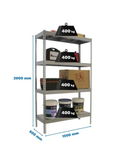 SIMONRACK - Etagère charge lourde ecoforte 1506-4 metal galva/galva - 2000x1500x600 400kg - simonrack