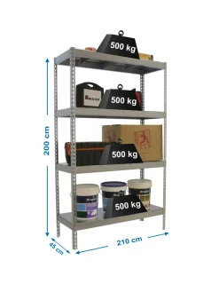 SIMONRACK - Etagère charge lourde simonforte 2104-4 metal galva/galva - 2000x2100x450 500kg - simonrack