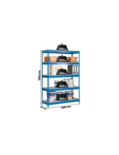 SIMONRACK - Etagère charge lourde bricoforte 1004-5 chipboard bleu/bois - 2000x1000x450 300kg - simonrack