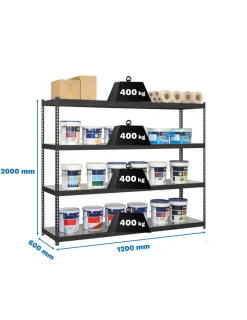 SIMONRACK - Etagère charge lourde ecoforte 1206-4 metal antracite/galva - 2000x1200x600 400kg - simonrack