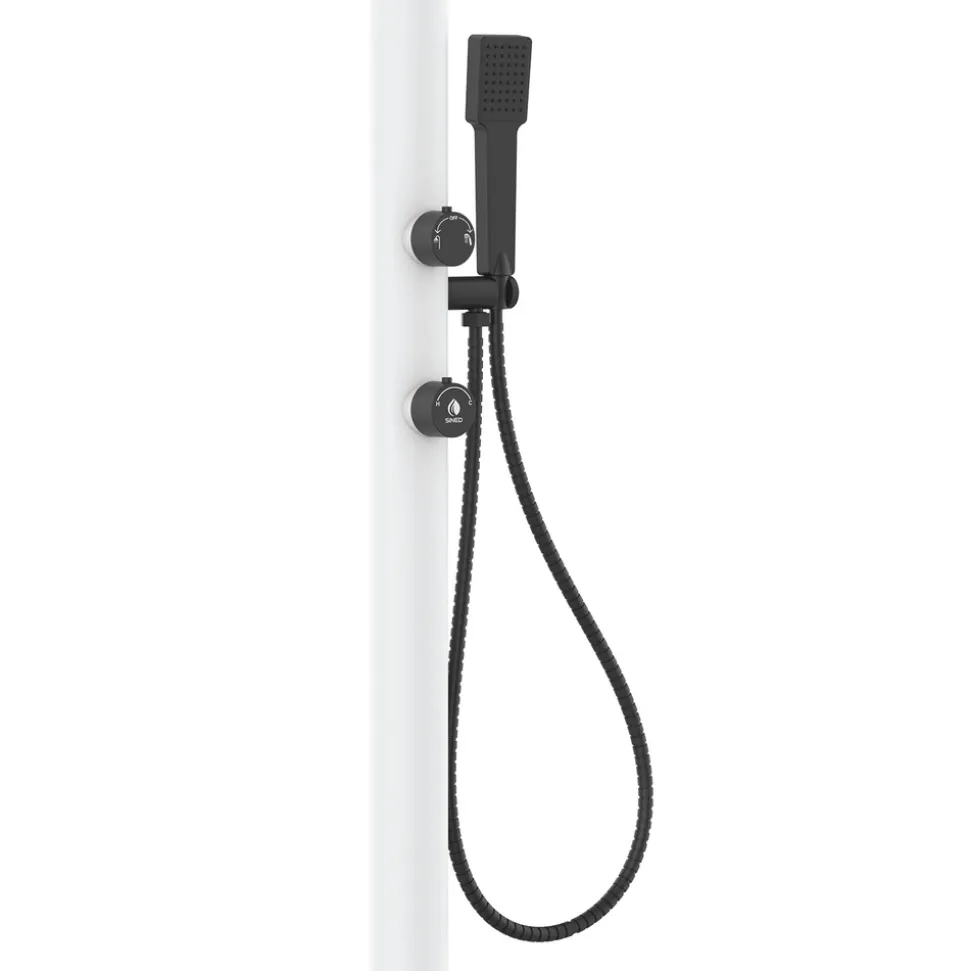 SINED - Douche blanche alu avec led douchette et capteur sans batterie