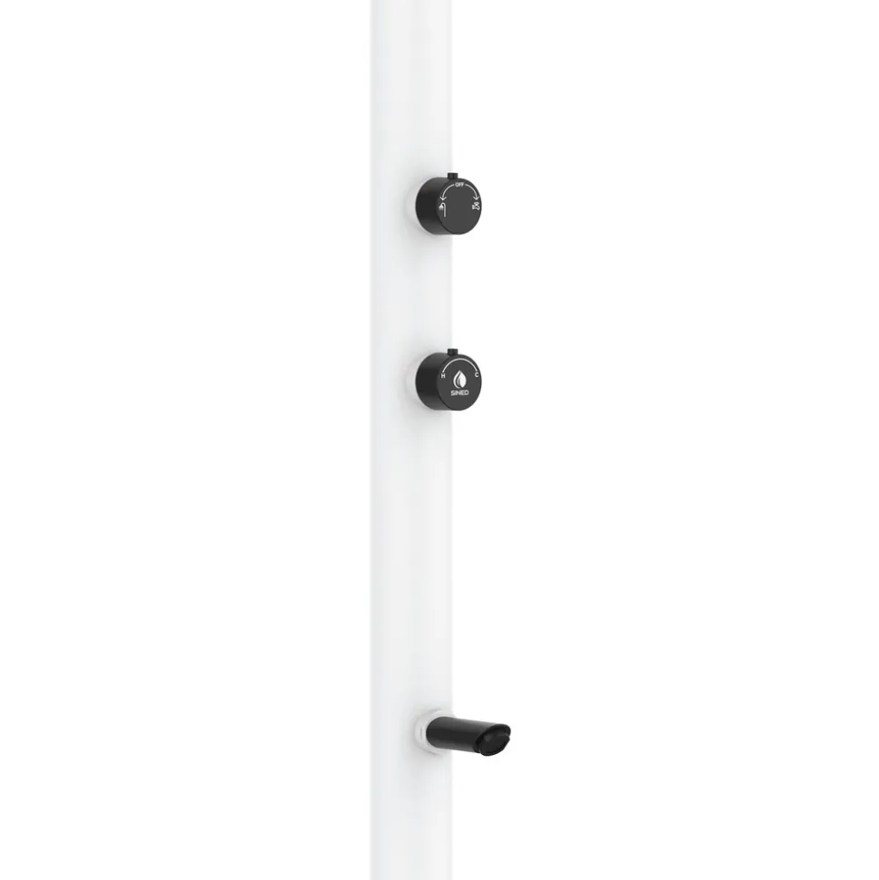 SINED - Douche blanche en alu avec led eau chaudefroide et lavepieds
