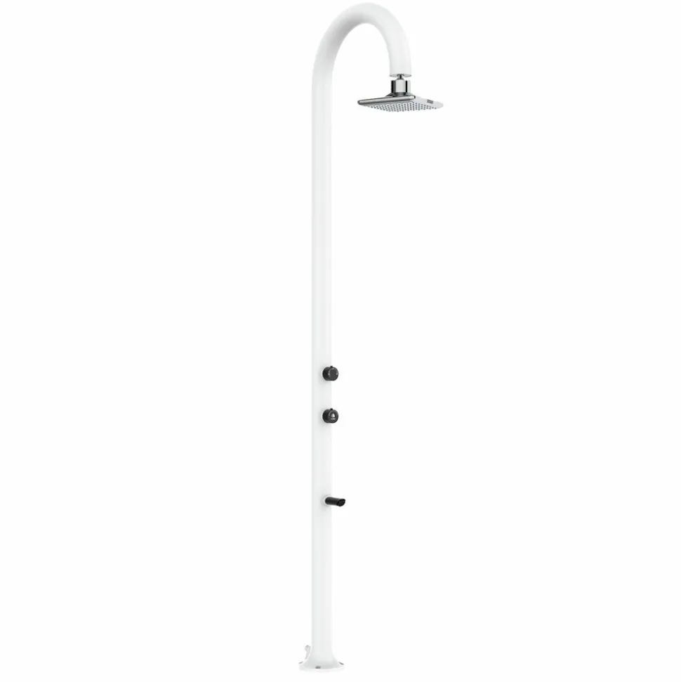 SINED - Douche blanche en alu avec led eau chaudefroide et lavepieds