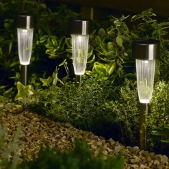 SMART GARDEN - Balise LED solaire flûte en plastique transparent - H.36 cm