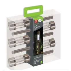 SMART GARDEN - Balises solaires en forme de torche en verre/acier - x5