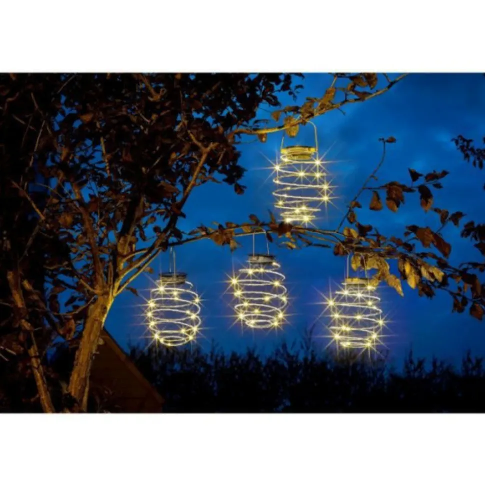 SMART GARDEN - Lanterne solaire spiralight - pack de 4 - contemporain - energie solaire - extérieur - gris