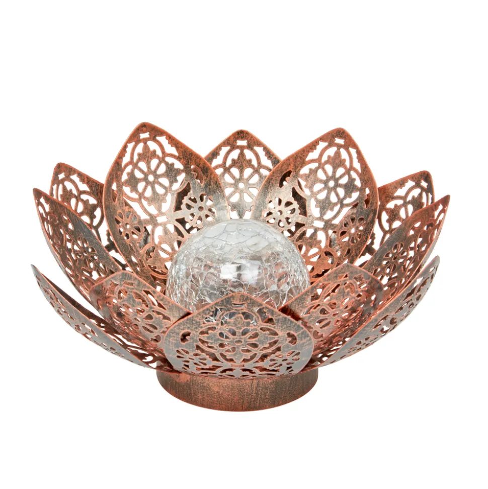 SMART GARDEN - Lanterne solaire, lotus à poser "Damasque", en métal - L.27xH.11cm
