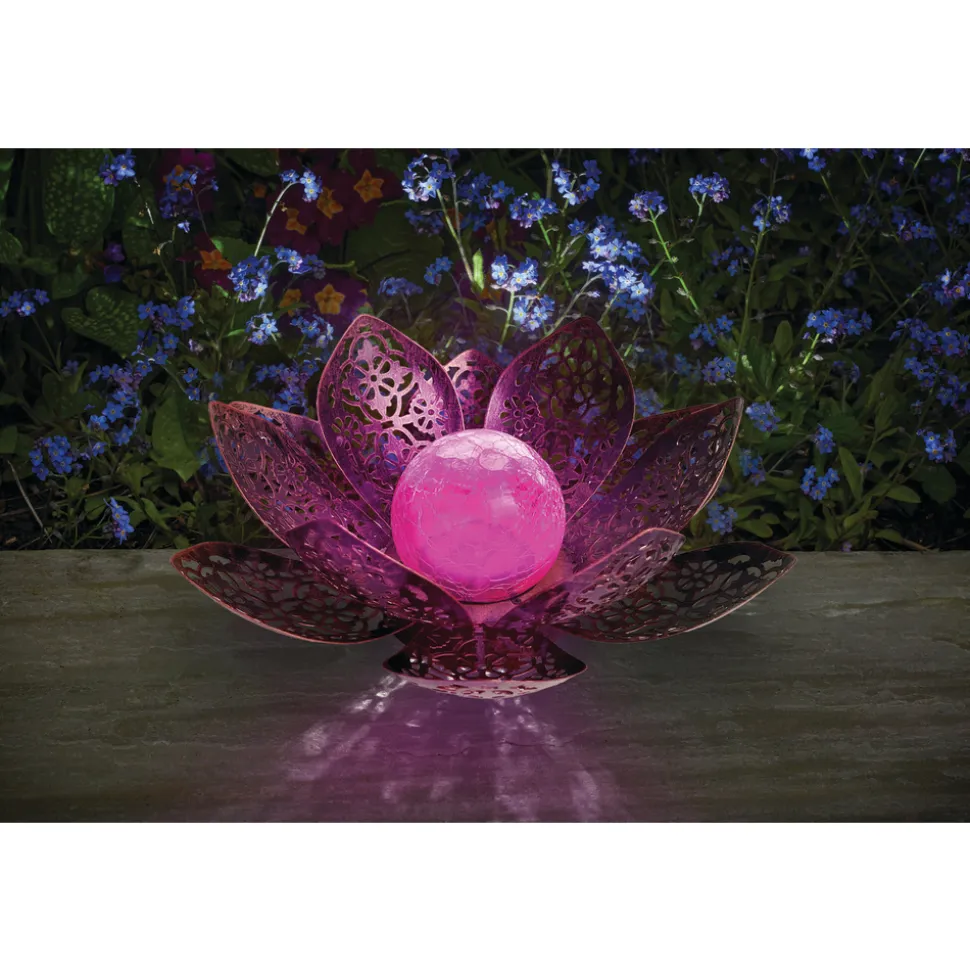 SMART GARDEN - Lanterne solaire, lotus à poser "Damasque", en métal - L.27xH.11cm