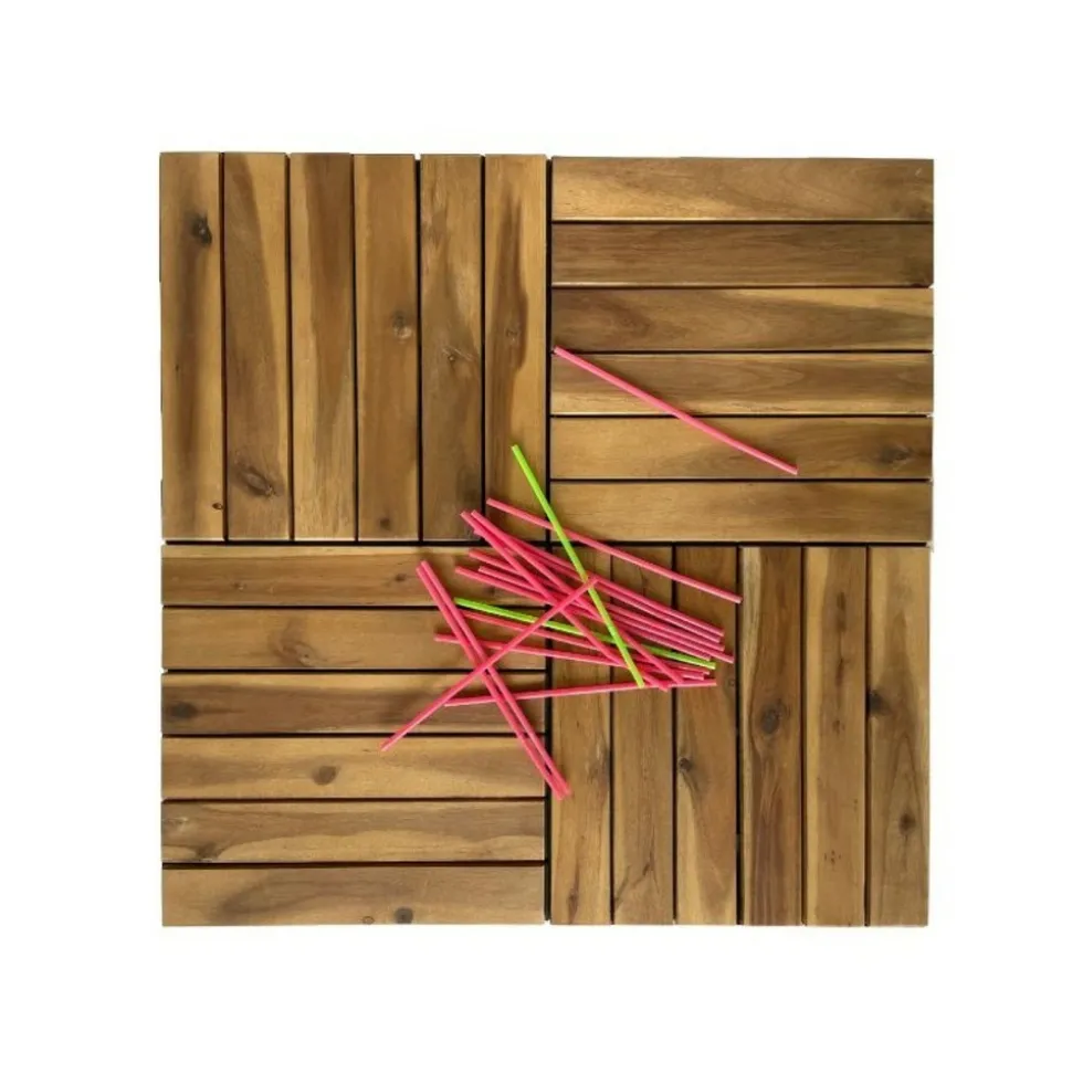 SNAP & GO - Dalle en bois acacia huilé snap & go (lot de 4) - chêne moyen 30 x 30 cm
