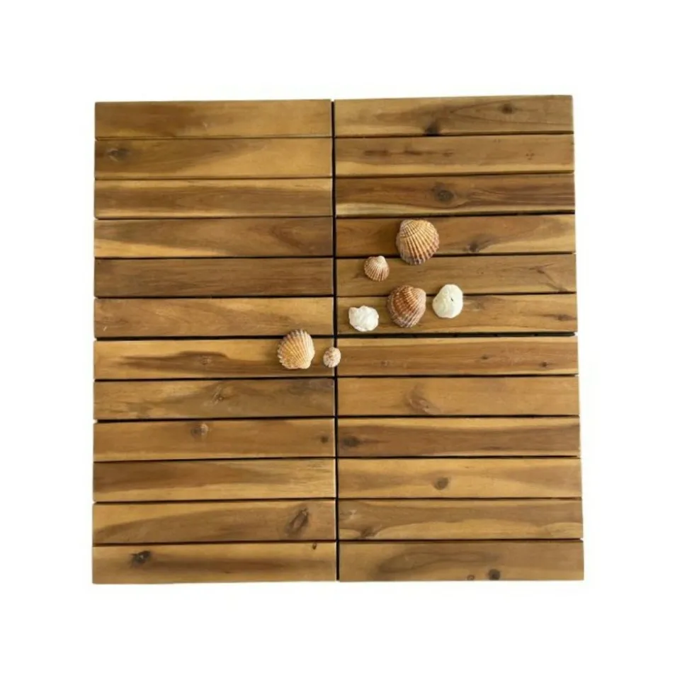 SNAP & GO - Dalle en bois acacia huilé snap & go (lot de 4) - chêne moyen 30 x 30 cm