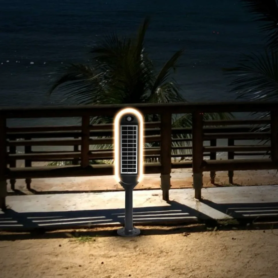 SOLAIREPRATIQUE - Borne solaire avec détecteur et double module solaire sail 5w blanc chaud