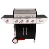 SOMAGIC - Barbecue à gaz avec chariot manhattan 450gpi, 4 brûleurs, 1 réchaud latéral et p