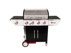 SOMAGIC - Barbecue à gaz avec chariot manhattan 450gpi, 4 brûleurs, 1 réchaud latéral et p