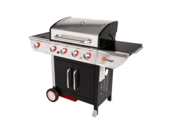 SOMAGIC - Barbecue à gaz avec chariot manhattan 450gpi, 4 brûleurs, 1 réchaud latéral et p