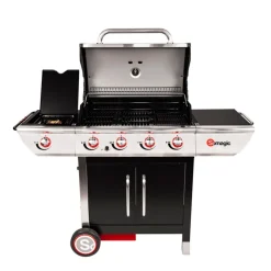 SOMAGIC - Barbecue à gaz avec chariot manhattan 450gpi, 4 brûleurs, 1 réchaud latéral et p