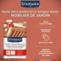 STARWAX - Huile ultra protectrice mobilier de jardin en bois 750ML