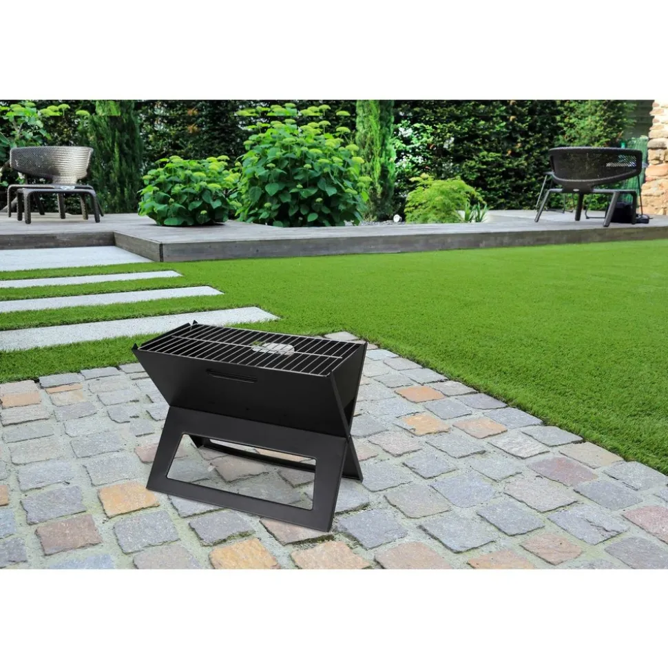 SUNNYDAYS - Barbecue à charbon pliable - l. 44,5 x l. 30,5 cm - noir