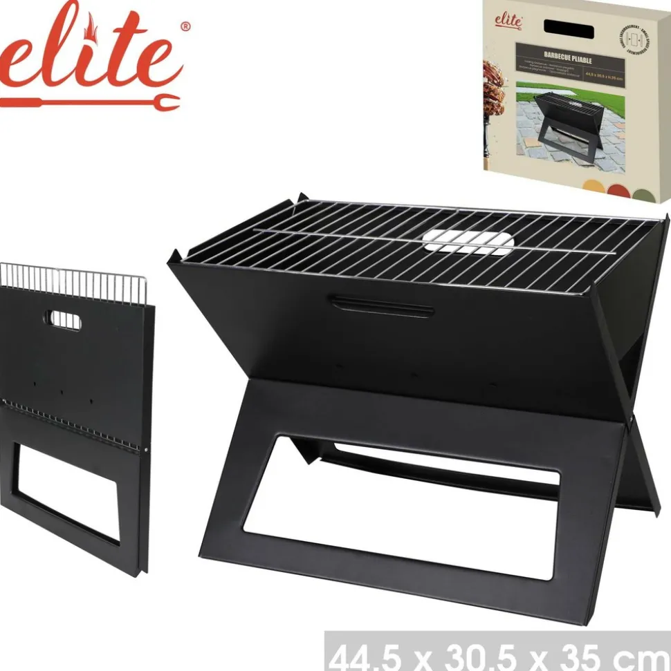 SUNNYDAYS - Barbecue à charbon pliable - l. 44,5 x l. 30,5 cm - noir