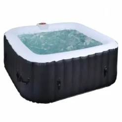 SUNSPA - Spa gonflable - ac02 - 185 x 65 cm - 6 places - carré (livré avec filtre, cadenas, tapis de sol et couverture)