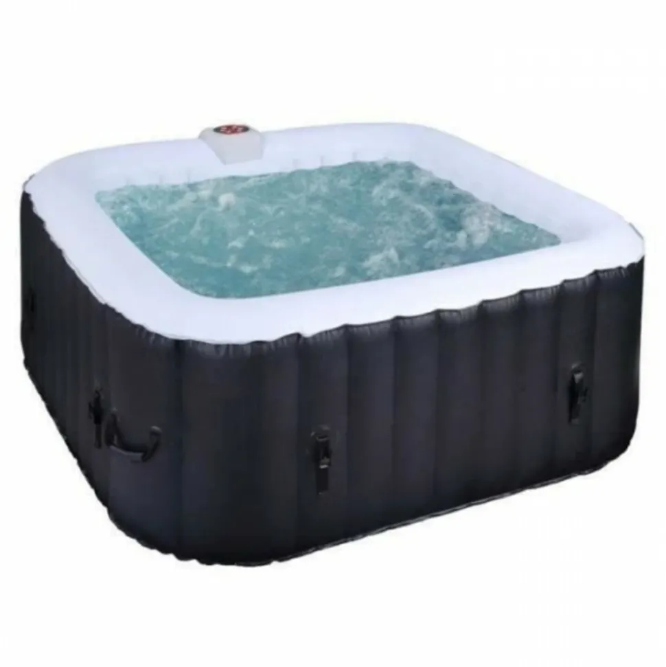 SUNSPA - Spa gonflable - ac02 - 185 x 65 cm - 6 places - carré (livré avec filtre, cadenas, tapis de sol et couverture)
