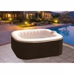 SUNSPA - Spa gonflable - ac02 - 185 x 65 cm - 6 places - carré (livré avec filtre, cadenas, tapis de sol et couverture)