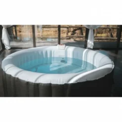 SUNSPA - Spa gonflable - af01 - 208 x 65 cm - 6 places - rond (livré avec filtre, cadenas, tapis de sol et couverture)