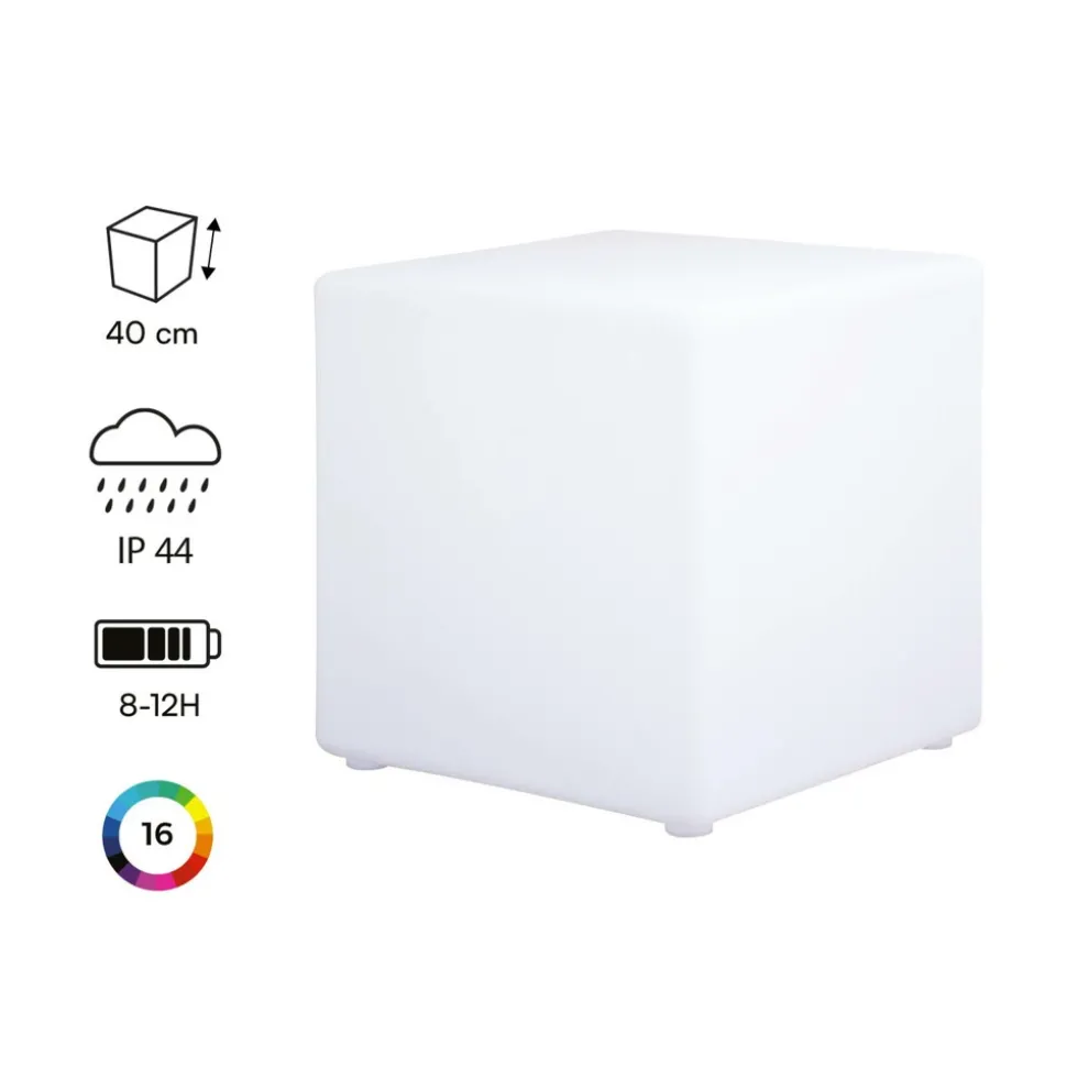 SWEEEK - Cube led 40cm - cube décoratif lumineux. 16 couleurs. 40cm. Rechargeable. Télécommande