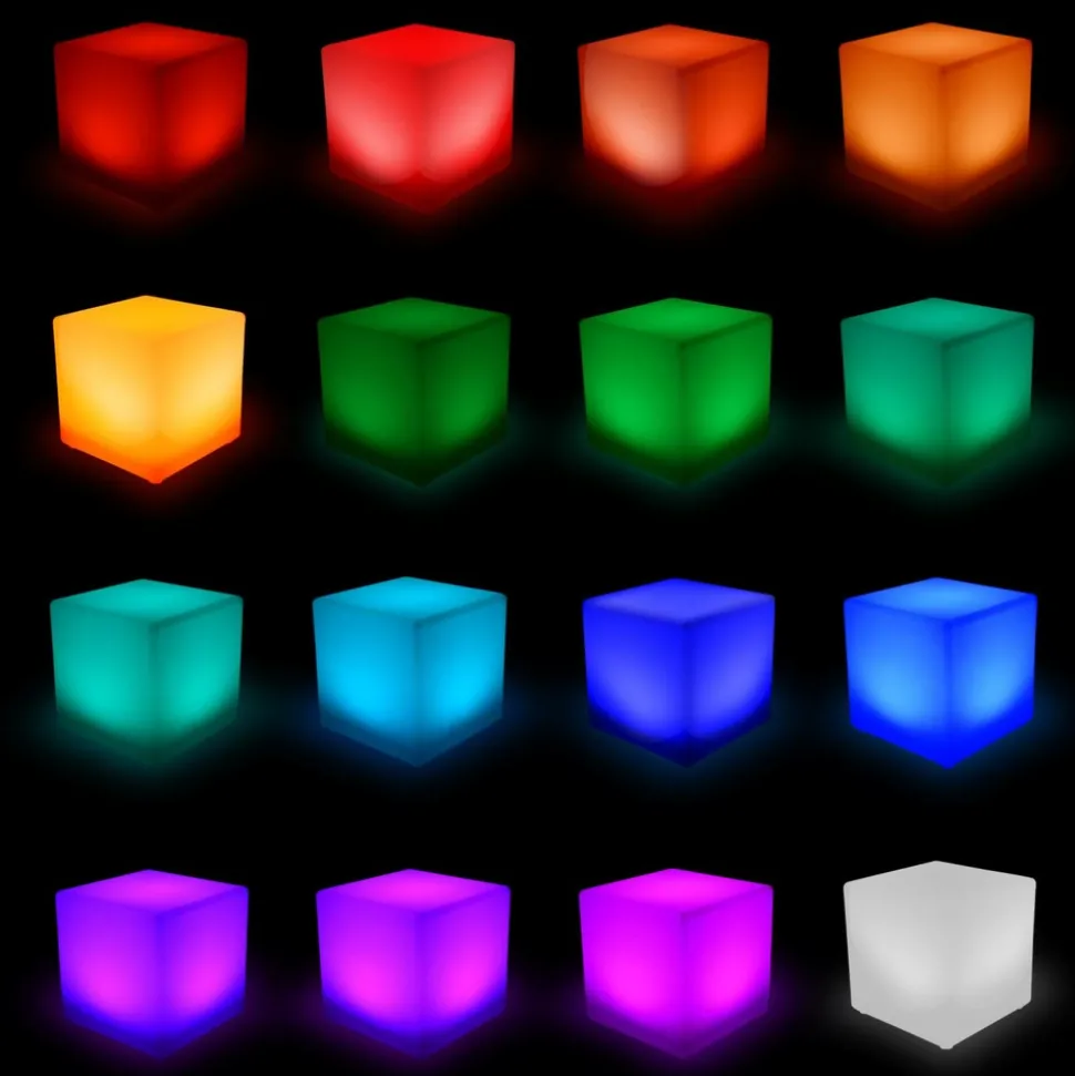 SWEEEK - Cube led 40cm - cube décoratif lumineux. 16 couleurs. 40cm. Rechargeable. Télécommande