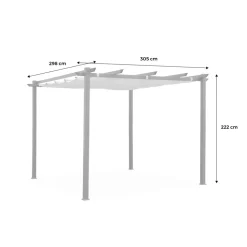 SWEEEK - Pergola aluminium - isla 3x3m - toile grise - tonnelle idéale pour votre terrasse. Toit rétractable. Toile coulissante. Structure