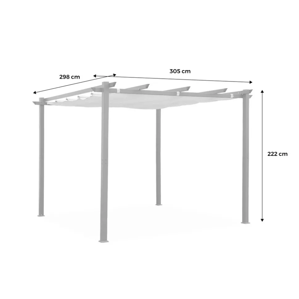 SWEEEK - Pergola aluminium - isla 3x3m - toile grise - tonnelle idéale pour votre terrasse. Toit rétractable. Toile coulissante. Structure