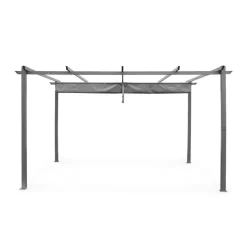 SWEEEK - Pergola aluminium - isla 3x4m - toile grise - tonnelle idéale pour votre terrasse. Toit rétractable. Toile coulissante. Structure