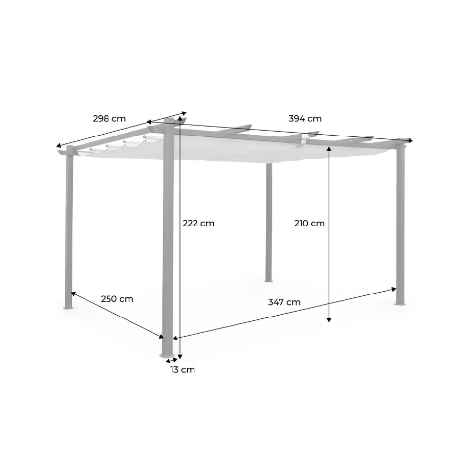 SWEEEK - Pergola aluminium - isla 3x4m - toile grise - tonnelle idéale pour votre terrasse. Toit rétractable. Toile coulissante. Structure