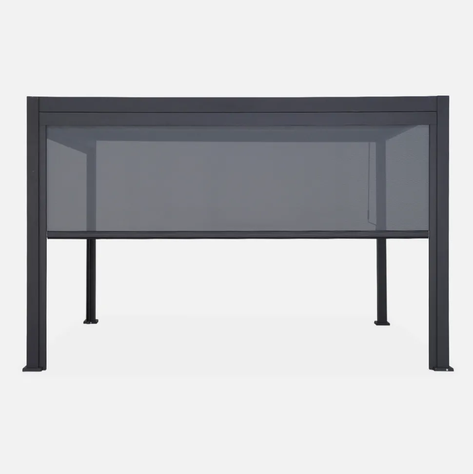 SWEEEK - Pergola bioclimatique gris anthracite – triomphe – 300x400cm. Aluminium. À lames orientables + store 400cm
