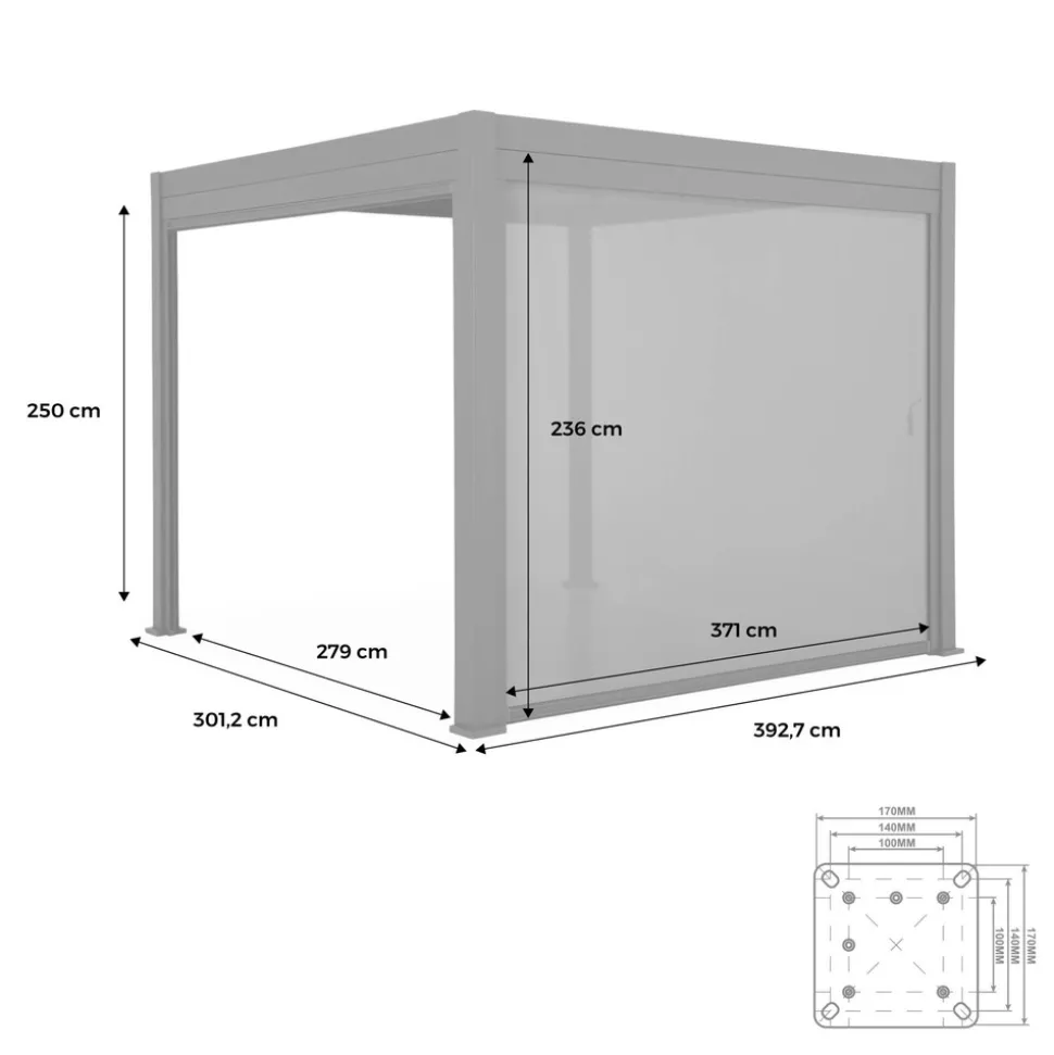 SWEEEK - Pergola bioclimatique gris anthracite – triomphe – 300x400cm. Aluminium. À lames orientables + store 400cm