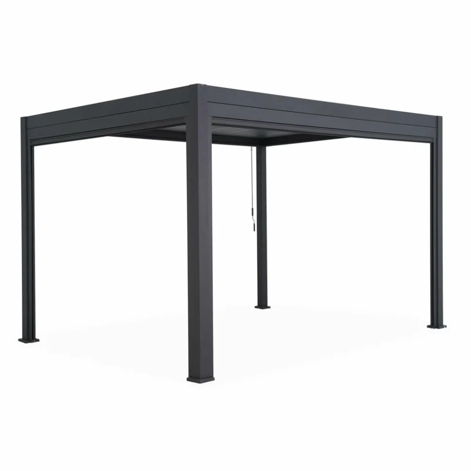SWEEEK - Pergola bioclimatique gris anthracite – triomphe – 300x400cm. Aluminium. À lames orientables + store 400cm